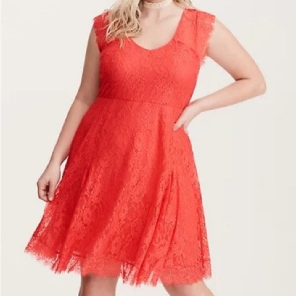 Torrid Rusty red Lace V-Neck lace Skater Dress